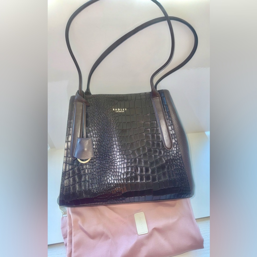 Radley London Dark Brown Croc-Embossed Handbag